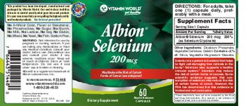 Vitamin World Albion Selenium 200 mcg - supplement