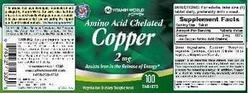 Vitamin World Amino Acid Chelated Copper 2 mg - 