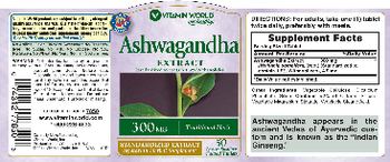 Vitamin World Ashwagandha Extract 300 mg - traditional herb
