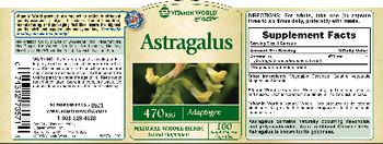 Vitamin World Astragalus 470 mg - herbal supplement