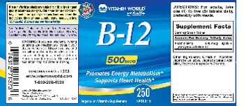 Vitamin World B-12 500 mcg - vegetarian vitamin supplement