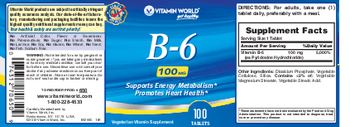 Vitamin World B-6 100 mg - vegetarian vitamin supplement