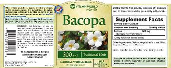 Vitamin World Bacopa 500 mg - herbal supplement