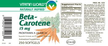 Vitamin World Beta-Carotene 15 mg - antioxidant supplement