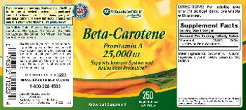 Vitamin World Beta-Carotene Provitamin A 25,000 IU - antioxidant supplement