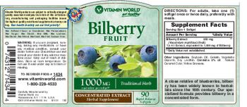 Vitamin World Bilberry 1000 mg - herbal supplement