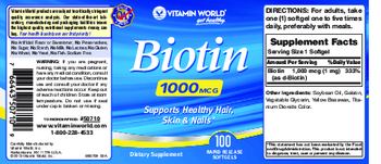 Vitamin World Biotin 1000 mcg - supplement