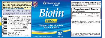 Vitamin World Biotin 300 mcg - 