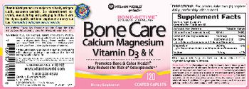 Vitamin World Bone Care Calcium Magnesium Vitamin D3 & K - supplement