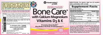 Vitamin World Bone Care With Calcium Magnesium Vitamins D3 & K - supplement