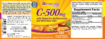 Vitamin World C-500 mg With Protective Bioflavonoids And Wild Rose Hips - supplement