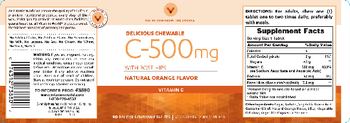 Vitamin World C-500 mg With Rose Hips Natural Orange Flavor - vegetarian vitamin supplement