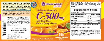 Vitamin World C-500 mg With Rose Hips Natural Orange Flavor - 