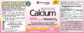 Vitamin World Calcium 600 mg + Vitamin D3 - supplement