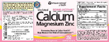 Vitamin World Calcium Magnesium Zinc - vegetarian supplement