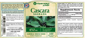 Vitamin World Cascara Sagrada 450 mg - herbal supplement