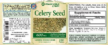 Vitamin World Celery Seed 600 mg - herbal supplement