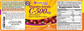 Vitamin World Chewable Acerola C-500 mg Sweet & Tangy Berry Flavor - vitamin supplement