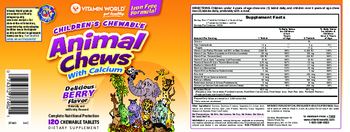 Vitamin World Children's Chewable Animal Chews With Calcium Delicious Berry Flavor - supplement