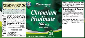 Vitamin World Chromium Picolinate 200 mcg - vegetarian supplement