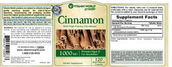 Vitamin World Cinnamon 1000 mg - herbal supplement