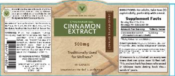 Vitamin World Cinnamon Extract 500 mg - vegetarian herbal supplement