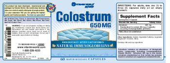 Vitamin World Colostrum 650 mg - supplement