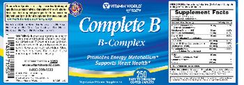 Vitamin World Complete B Complex - supplement