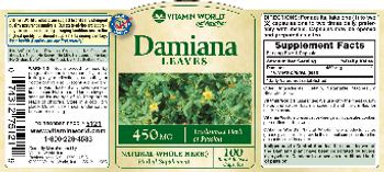 Vitamin World Damiana Leaves - herbal supplement