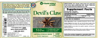 Vitamin World Devil's Claw 510 mg - herbal supplement