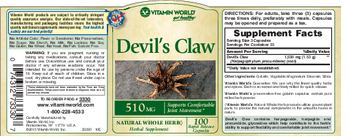 Vitamin World Devil's Claw - natural whole herb