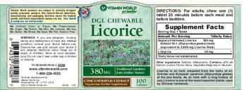 Vitamin World DGL Chewable Licorice 380 mg - vegetarian herbal supplement