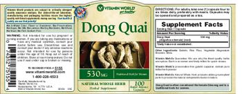 Vitamin World Dong Quai 530 mg - herbal supplement