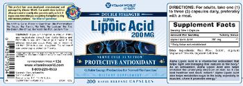 Vitamin World Double Strength Alpha Lipoic Acid 200 mg - supplement