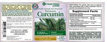 Vitamin World Double Strength Plus Bioperine Turmeric Curcumin 1000 mg - herbal supplement