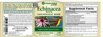 Vitamin World Echinacea With Goldenseal Root - herbal supplement