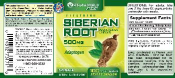 Vitamin World Eleuthero Siberian Root 500 mg - 