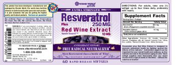 Vitamin World Extra Strength Youth Guard Resveratrol 250 mg - supplement