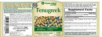Vitamin World Fenugreek 610 mg - herbal supplement