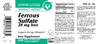 Vitamin World Ferrous Sulfate 28 mg Iron - iron supplement