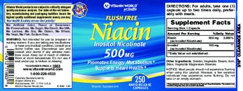 Vitamin World Flush Free Niacin 500 mg - vitamin supplement