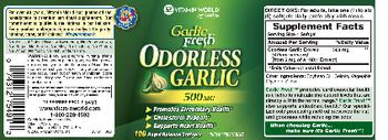 Vitamin World Garlic Fresh Odorless Garlic 500 mg - supplement