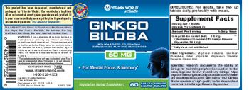 Vitamin World Ginkgo Biloba Standardized Extract 60 mg - vegetarian herbal supplement