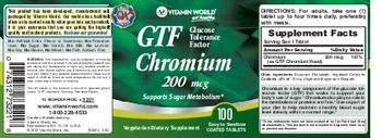 Vitamin World GTF Chromium 200 mcg - vegetarian supplement