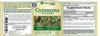Vitamin World Gymnema Sylvestre 400 mg - vegetarian herbal supplement