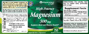 Vitamin World High Potency Magnesium 500 mg - supplement