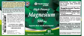 Vitamin World High Potency Magnesium 500 mg - vegetarian supplement