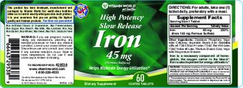 Vitamin World High Potency Slow Release Iron 45 mg - supplement