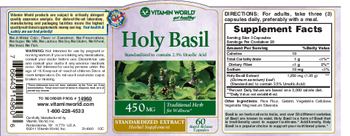 Vitamin World Holy Basil 450 mg - herbal supplement