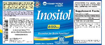 Vitamin World Inositol 650 mg - 